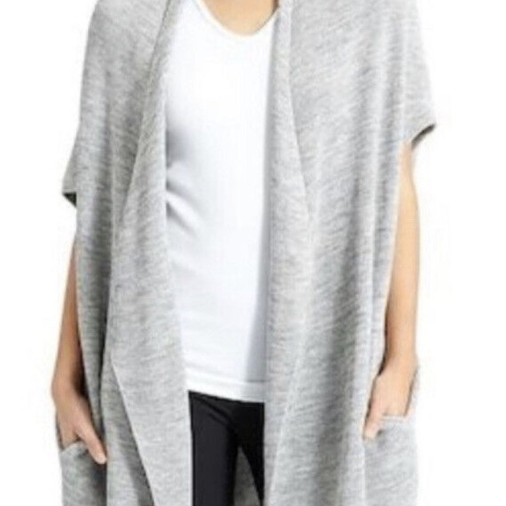 Athleta Gray Open-Front Cardigan